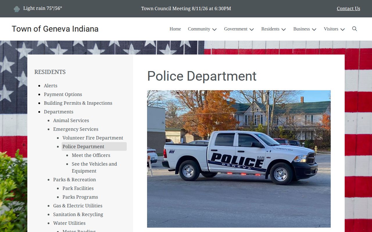 Geneva Police Department official arrest record source for Adams and Jay County service
